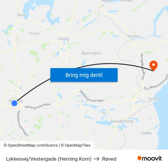 Lykkesvej/Vestergade (Herning Kom) to Røved map