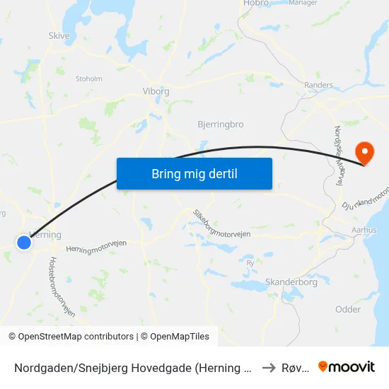 Nordgaden/Snejbjerg Hovedgade (Herning Kom) to Røved map