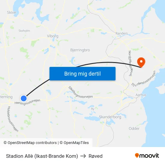 Stadion Allè (Ikast-Brande Kom) to Røved map