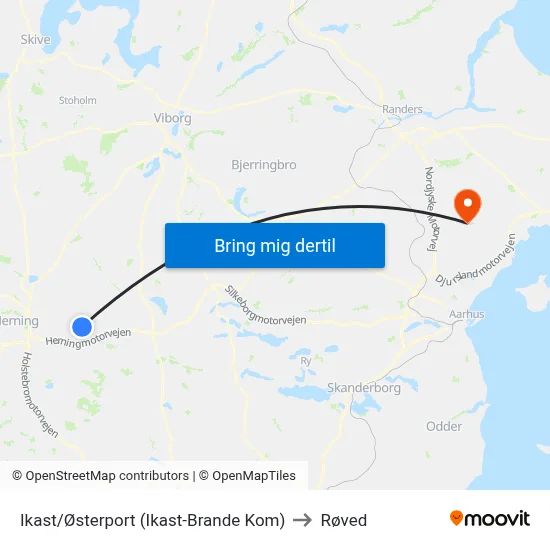 Ikast/Østerport (Ikast-Brande Kom) to Røved map
