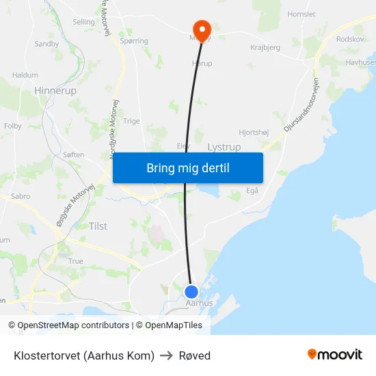 Klostertorvet (Aarhus Kom) to Røved map