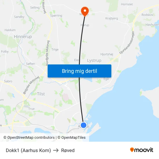 Dokk1 (Aarhus Kom) to Røved map