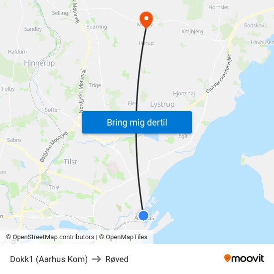 Dokk1 (Aarhus Kom) to Røved map