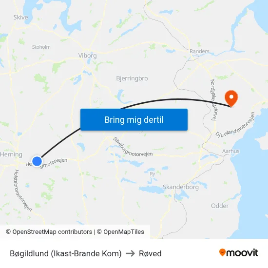 Bøgildlund (Ikast-Brande Kom) to Røved map