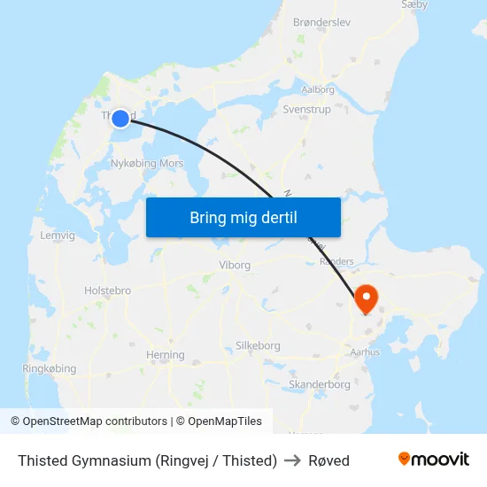 Thisted Gymnasium (Ringvej / Thisted) to Røved map
