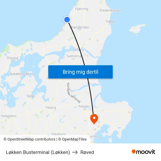 Løkken Busterminal (Løkken) to Røved map