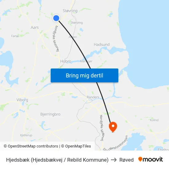 Hjedsbæk (Hjedsbækvej / Rebild Kommune) to Røved map