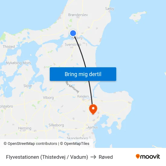 Flyvestationen (Thistedvej / Vadum) to Røved map