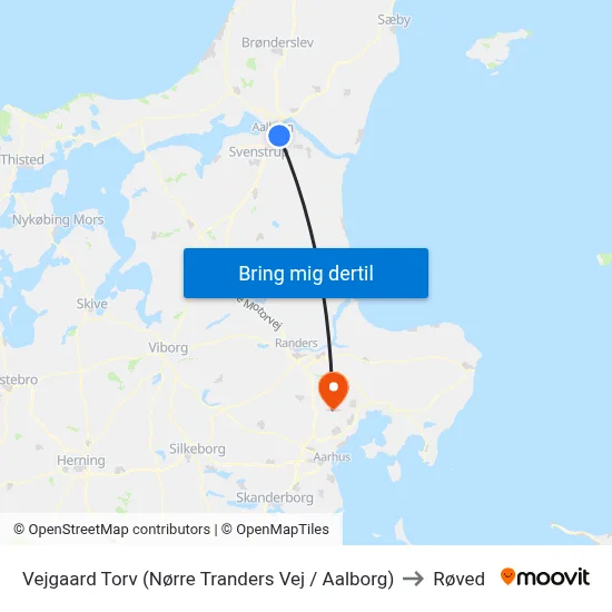 Vejgaard Torv (Nørre Tranders Vej / Aalborg) to Røved map
