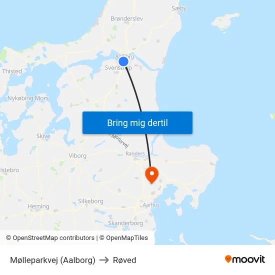 Mølleparkvej (Aalborg) to Røved map
