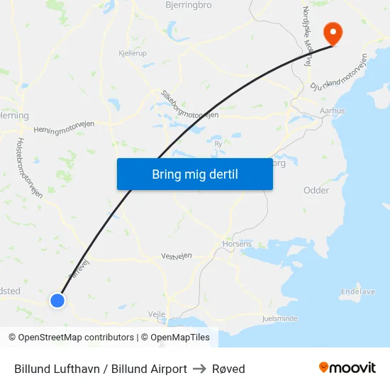 Billund Lufthavn / Billund Airport to Røved map