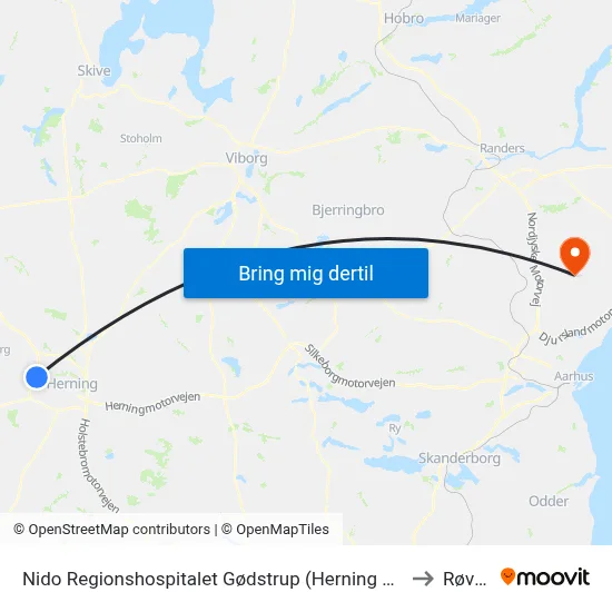 Nido Regionshospitalet Gødstrup (Herning Kom) to Røved map