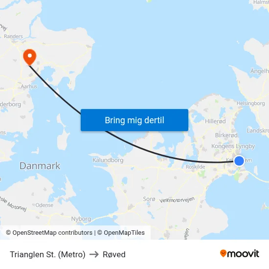 Trianglen St. (Metro) to Røved map