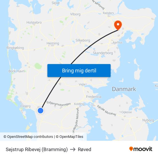 Sejstrup Ribevej (Bramming) to Røved map