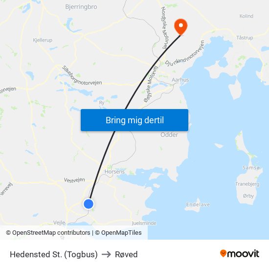 Hedensted St. (Togbus) to Røved map
