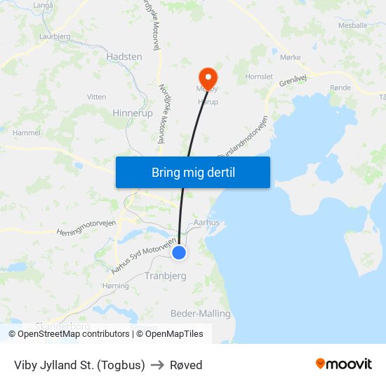 Viby Jylland St. (Togbus) to Røved map