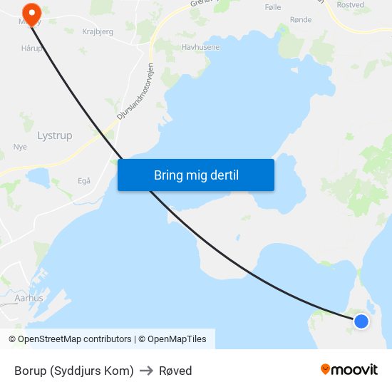 Borup (Syddjurs Kom) to Røved map