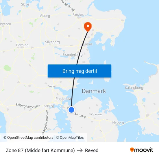 Zone 87 (Middelfart Kommune) to Røved map