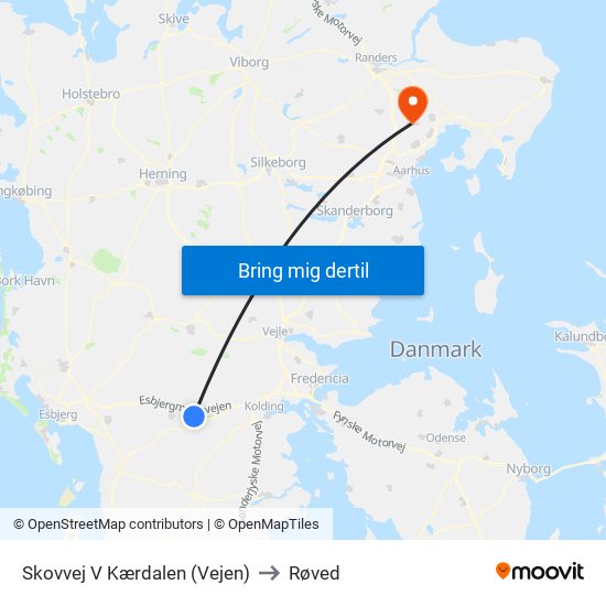 Skovvej V Kærdalen (Vejen) to Røved map