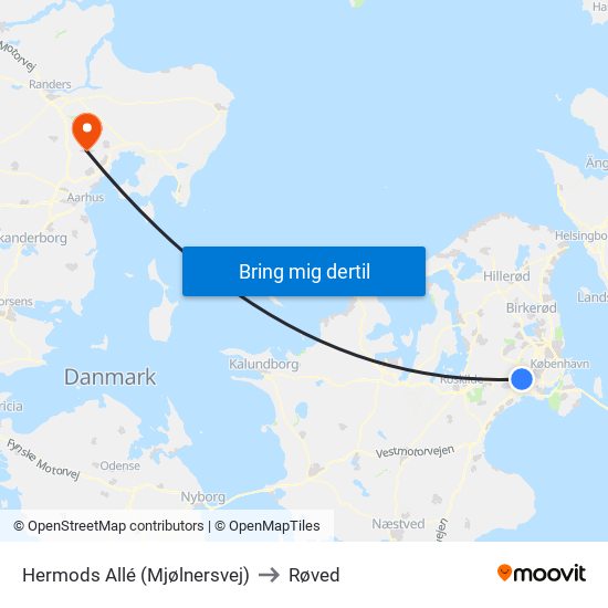 Hermods Allé (Mjølnersvej) to Røved map