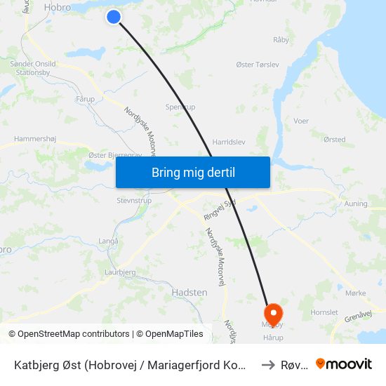 Katbjerg Øst (Hobrovej / Mariagerfjord Kommune) to Røved map