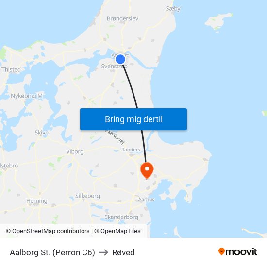 Aalborg St. (Perron C6) to Røved map