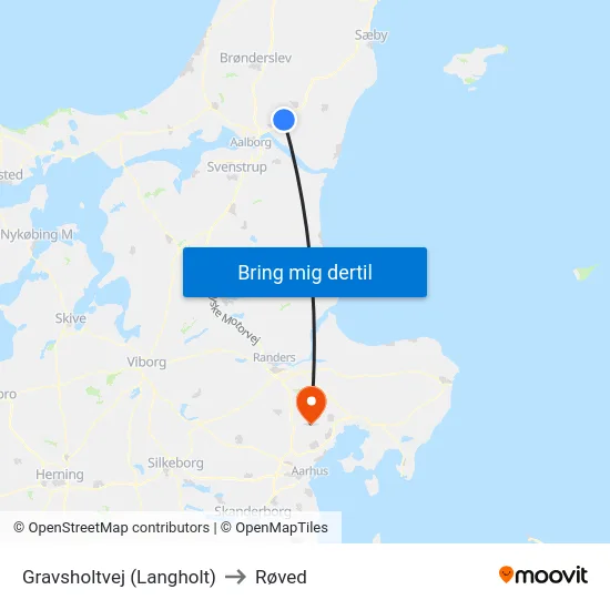 Gravsholtvej (Langholt) to Røved map