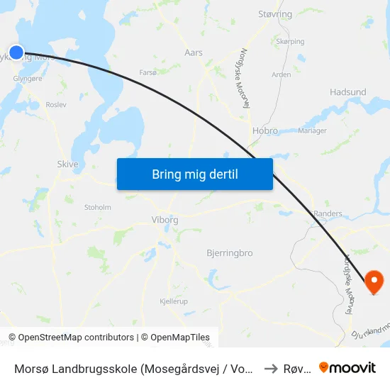 Morsø Landbrugsskole (Mosegårdsvej / Vodstrup) to Røved map