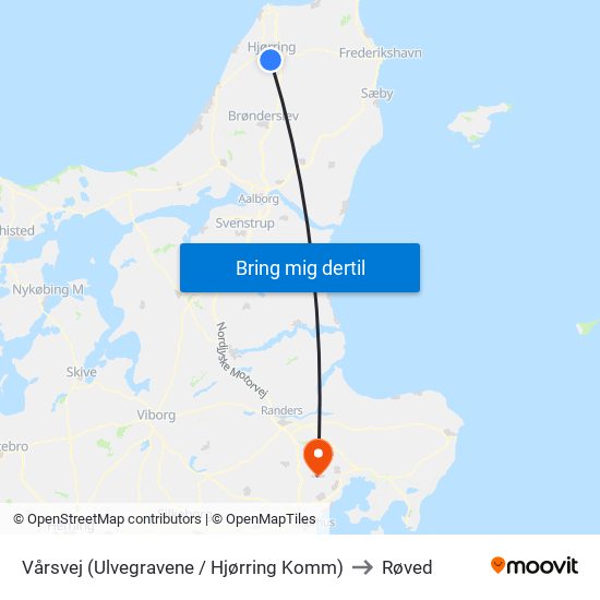 Vårsvej (Ulvegravene / Hjørring Komm) to Røved map