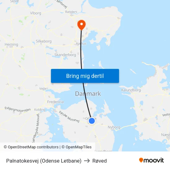 Palnatokesvej (Odense Letbane) to Røved map