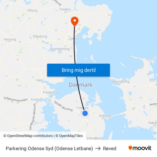 Parkering Odense Syd (Odense Letbane) to Røved map