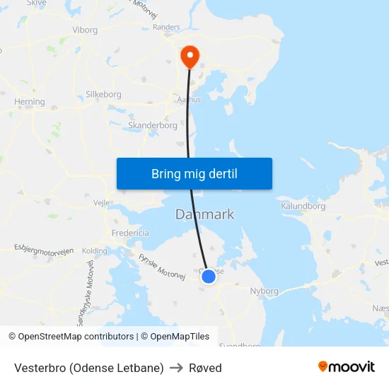 Vesterbro (Odense Letbane) to Røved map
