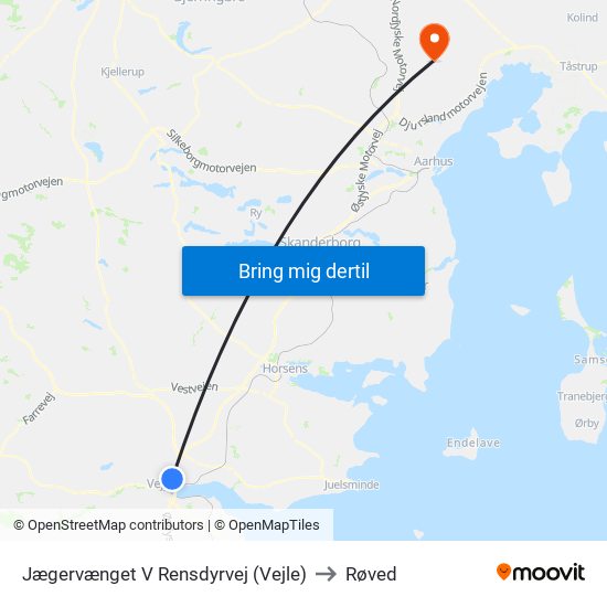 Jægervænget V Rensdyrvej (Vejle) to Røved map