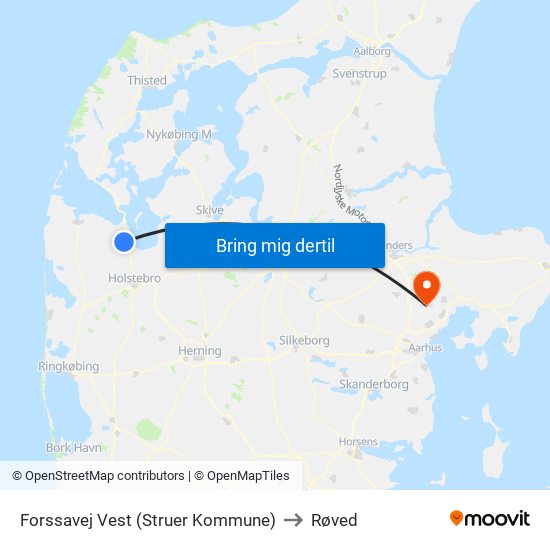 Forssavej Vest (Struer Kommune) to Røved map