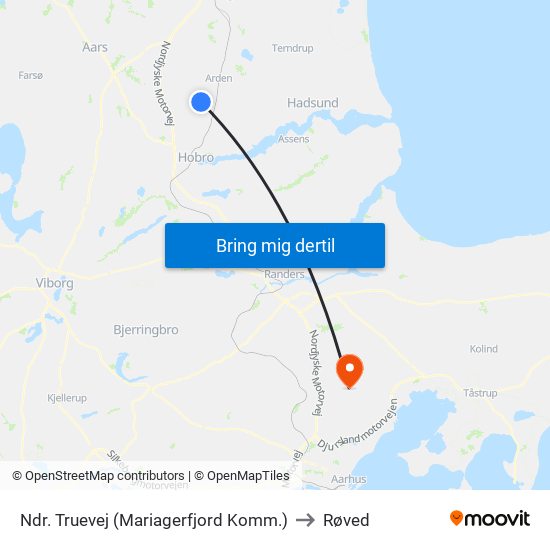 Ndr. Truevej (Mariagerfjord Komm.) to Røved map