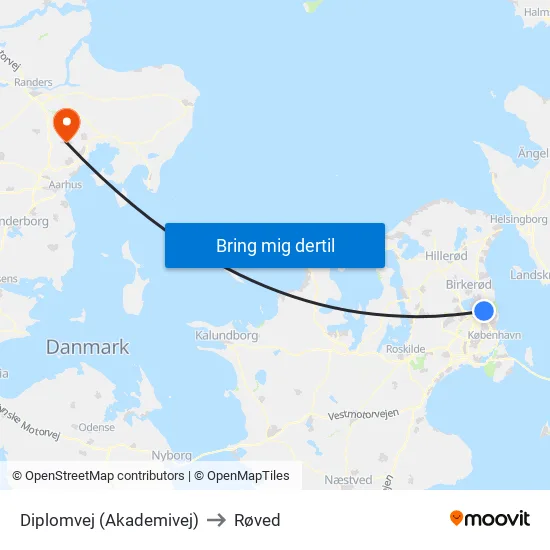Diplomvej (Akademivej) to Røved map