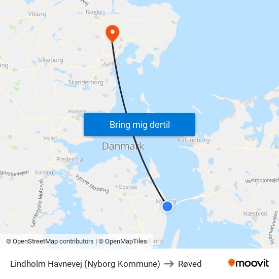 Lindholm Havnevej (Nyborg Kommune) to Røved map