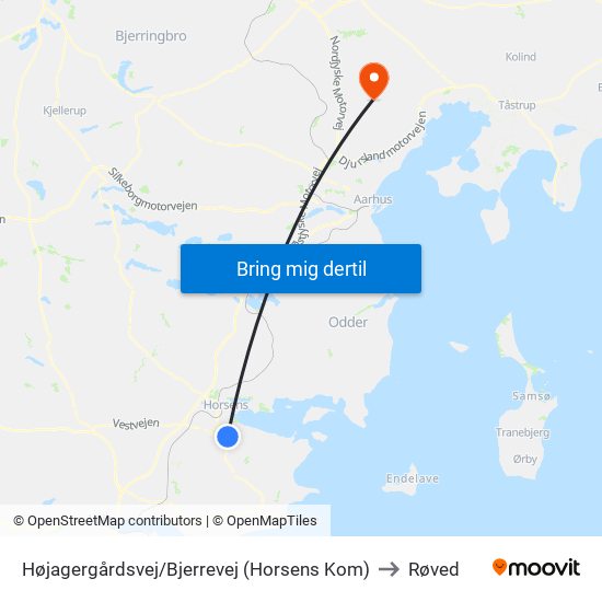 Højagergårdsvej/Bjerrevej (Horsens Kom) to Røved map