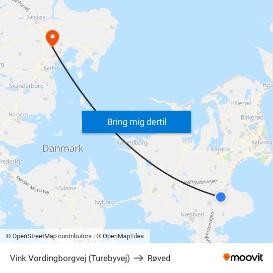 Vink Vordingborgvej (Turebyvej) to Røved map