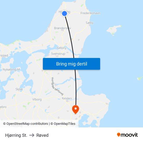 Hjørring St. to Røved map