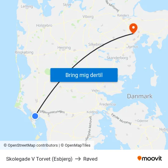 Skolegade V Torvet (Esbjerg) to Røved map
