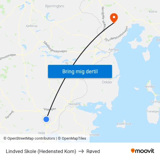 Lindved Skole (Hedensted Kom) to Røved map