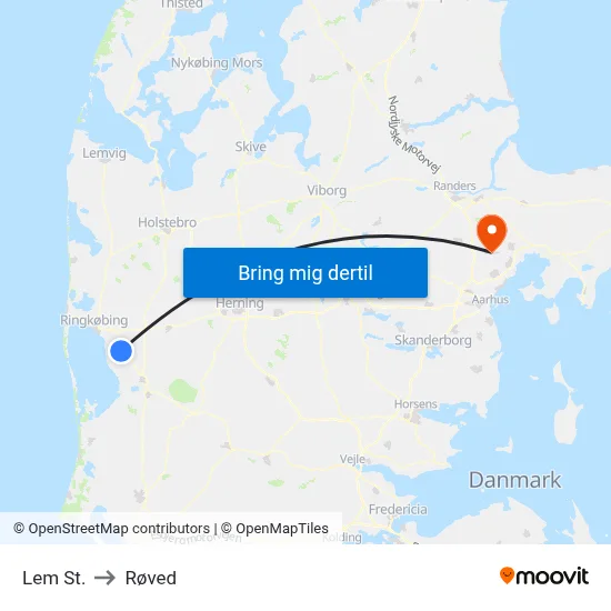 Lem St. to Røved map