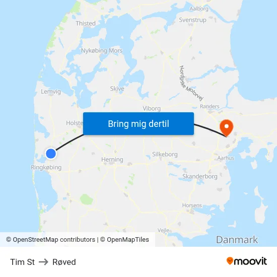 Tim St to Røved map