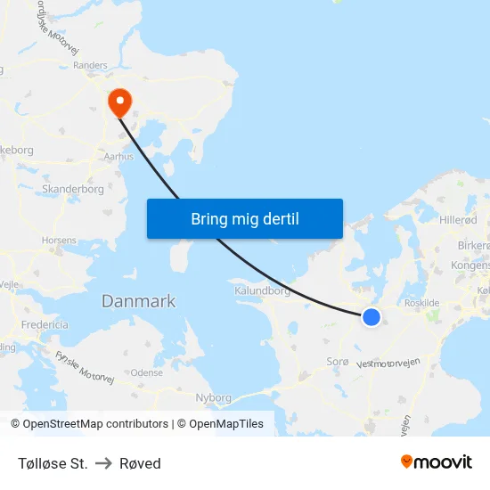 Tølløse St. to Røved map