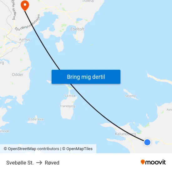 Svebølle St. to Røved map