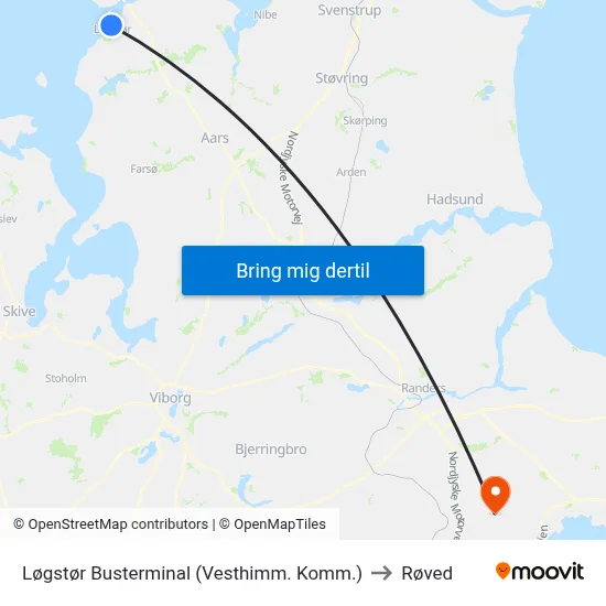 Løgstør Busterminal (Vesthimm. Komm.) to Røved map