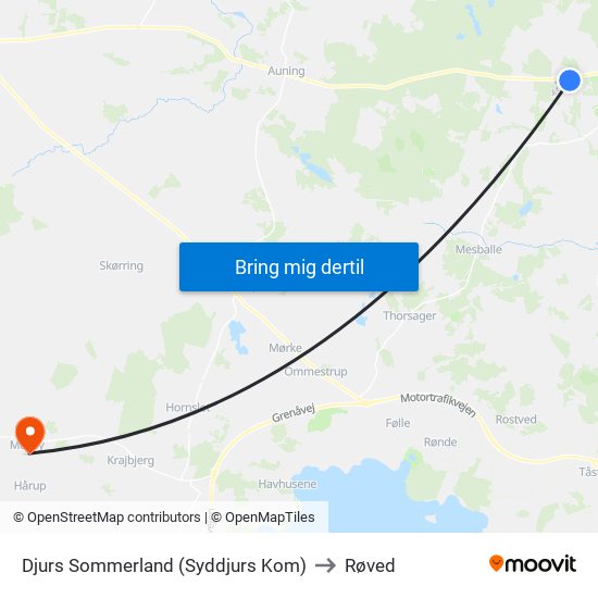 Djurs Sommerland (Syddjurs Kom) to Røved map