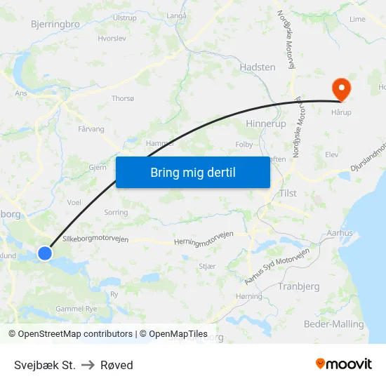 Svejbæk St. to Røved map