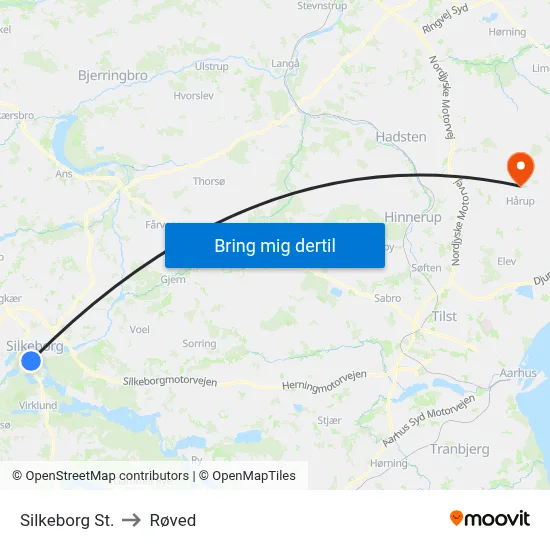 Silkeborg St. to Røved map